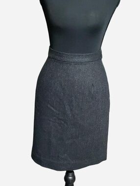 Vntg Banana Republic Skirt Womens Size 0 Charcoal Black Herringbone Wool Blend